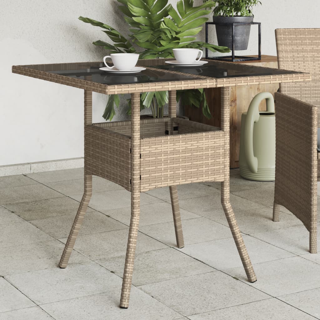 Dārza Galds Ar Stikla Virsmu, 80X80X75 Cm, Pe Rotangpalma