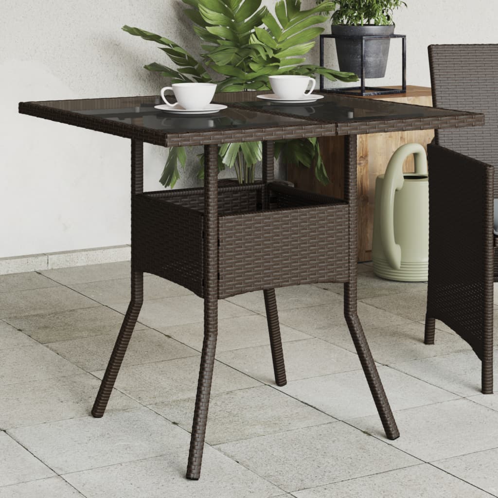 Dārza Galds Ar Stikla Virsmu, 80X80X75 Cm, Pe Rotangpalma
