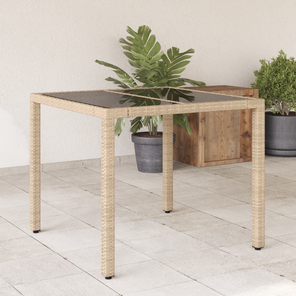 Dārza Galds Ar Stikla Virsmu, 90X90X75 Cm, Pe Rotangpalma
