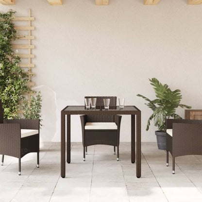 Dārza Galds Ar Stikla Virsmu, 90X90X75 Cm, Pe Rotangpalma