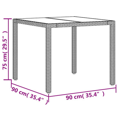 Dārza Galds Ar Stikla Virsmu, 90X90X75 Cm, Pe Rotangpalma