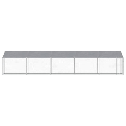 Suņu Būris Ar Jumtu Un Durvīm, Pelēks, 10X2X2M, Cinkots Tērauds