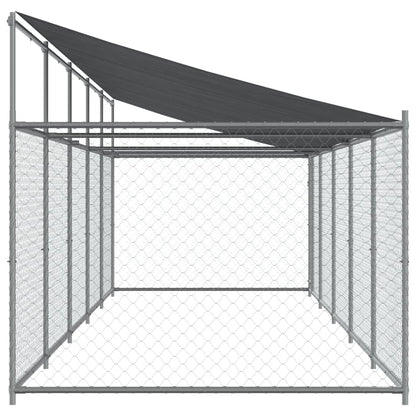 Suņu Būris Ar Jumtu Un Durvīm, Pelēks, 10X2X2M, Cinkots Tērauds