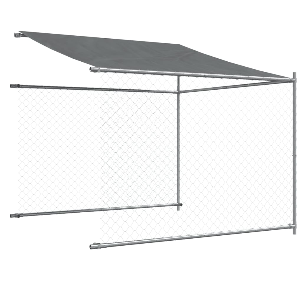 Suņu Būris Ar Jumtu Un Durvīm, Pelēks, 10X2X2M, Cinkots Tērauds
