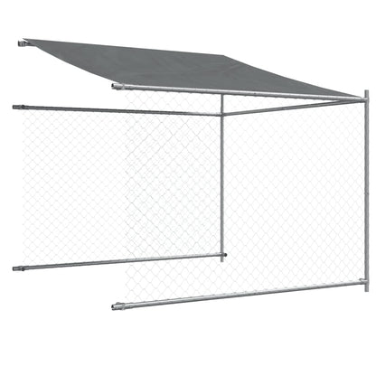 Suņu Būris Ar Jumtu Un Durvīm, Pelēks, 10X2X2M, Cinkots Tērauds