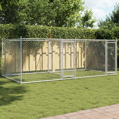 Suņu Būris Ar Durvīm, Pelēks, 2X2X1,5 M, Cinkots Tērauds