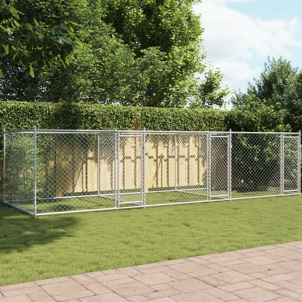 Suņu Būris Ar Durvīm, Pelēks, 2X2X1,5 M, Cinkots Tērauds