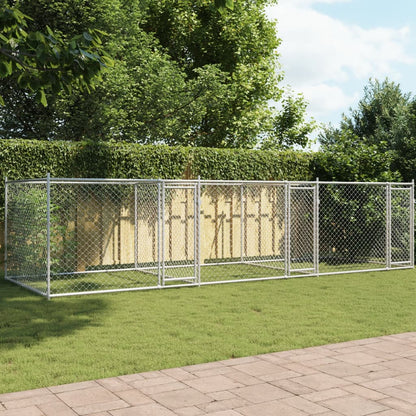 Suņu Būris Ar Durvīm, Pelēks, 2X2X1,5 M, Cinkots Tērauds