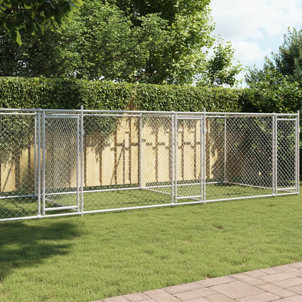 Suņu Būris Ar Durvīm, Pelēks, 2X2X1,5 M, Cinkots Tērauds