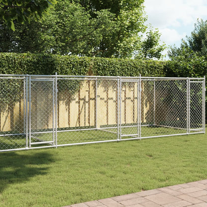 Suņu Būris Ar Durvīm, Pelēks, 2X2X1,5 M, Cinkots Tērauds