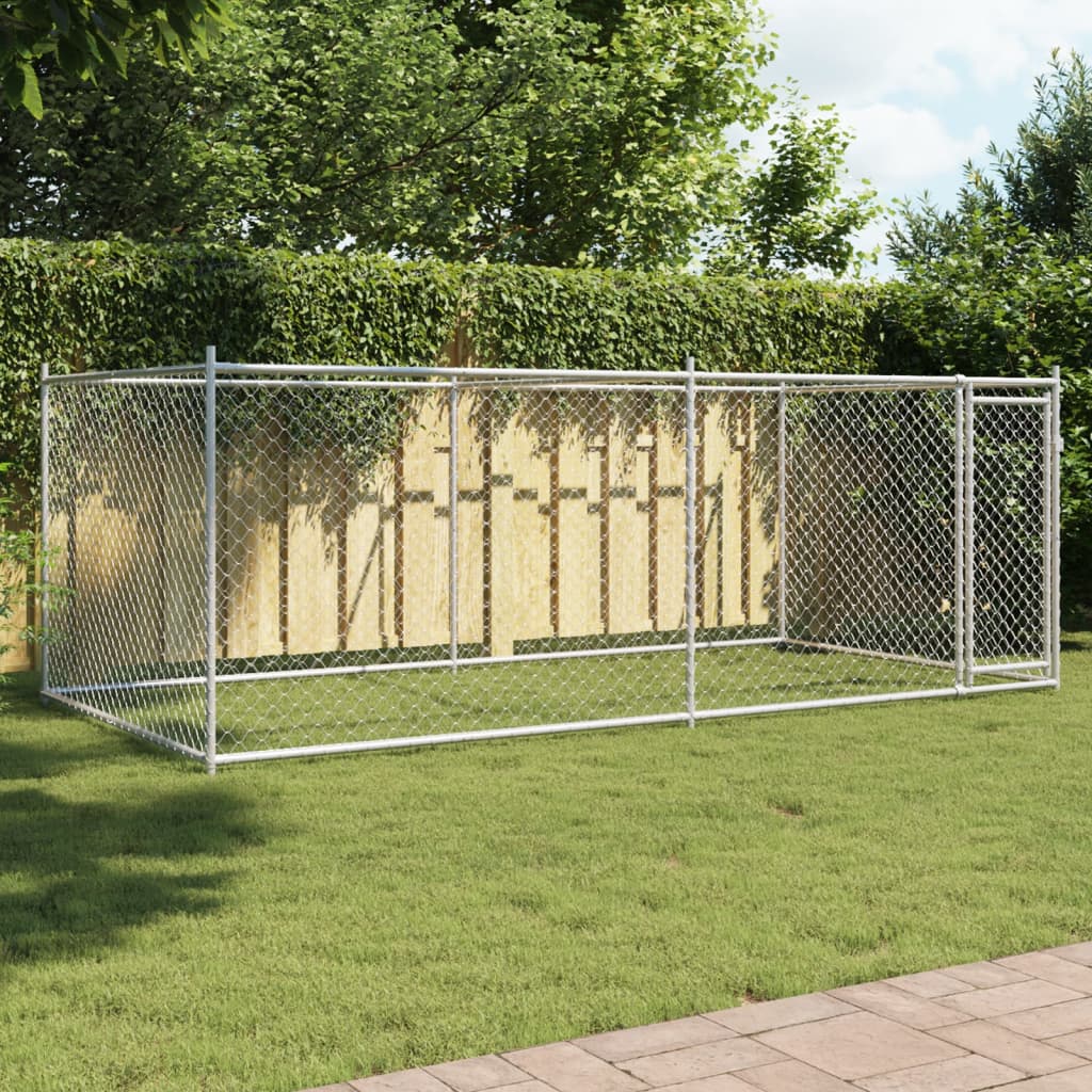 Suņu Būris Ar Durvīm, Pelēks, 2X2X1,5 M, Cinkots Tērauds