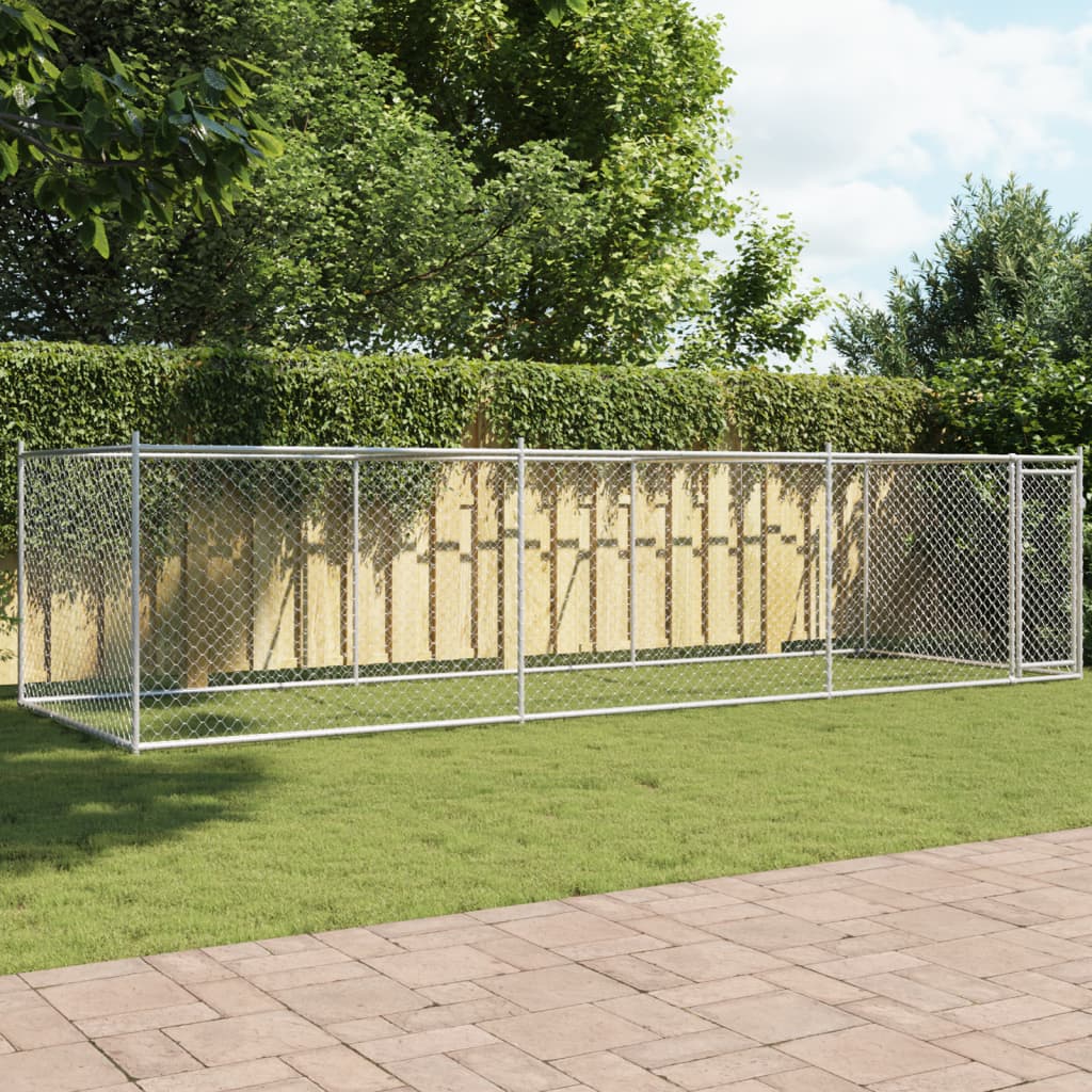 Suņu Būris Ar Durvīm, Pelēks, 2X2X1,5 M, Cinkots Tērauds