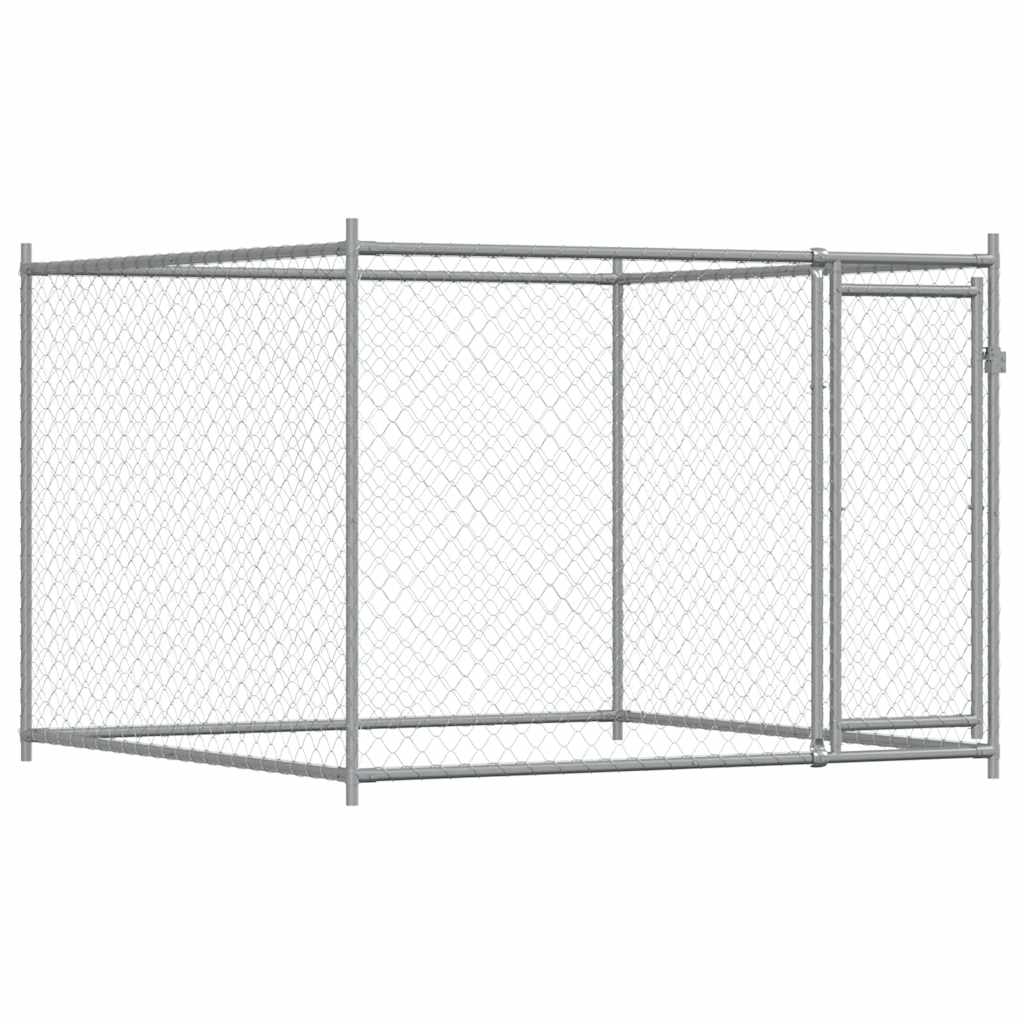 Suņu Būris Ar Durvīm, Pelēks, 2X2X1,5 M, Cinkots Tērauds