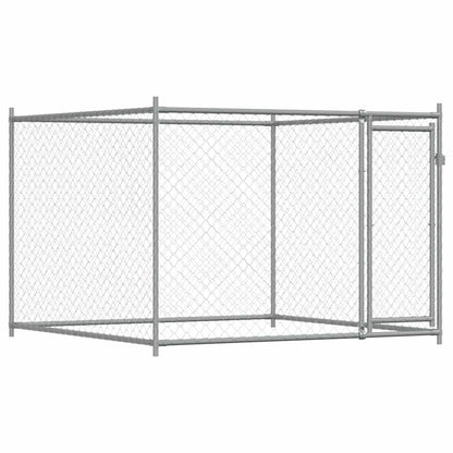 Suņu Būris Ar Durvīm, Pelēks, 2X2X1,5 M, Cinkots Tērauds