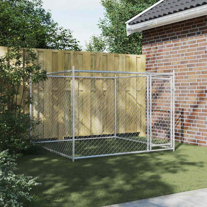 Suņu Būris Ar Durvīm, Pelēks, 2X2X1,5 M, Cinkots Tērauds