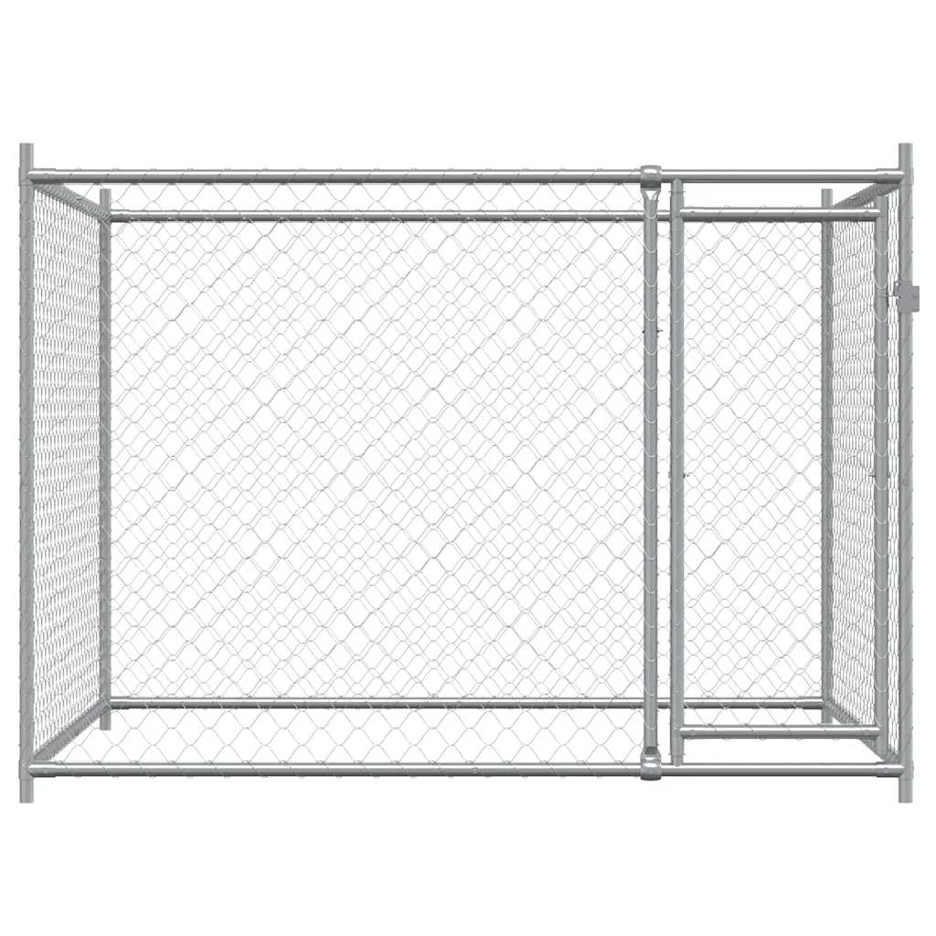 Suņu Būris Ar Durvīm, Pelēks, 2X2X1,5 M, Cinkots Tērauds