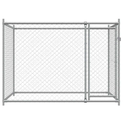 Suņu Būris Ar Durvīm, Pelēks, 2X2X1,5 M, Cinkots Tērauds
