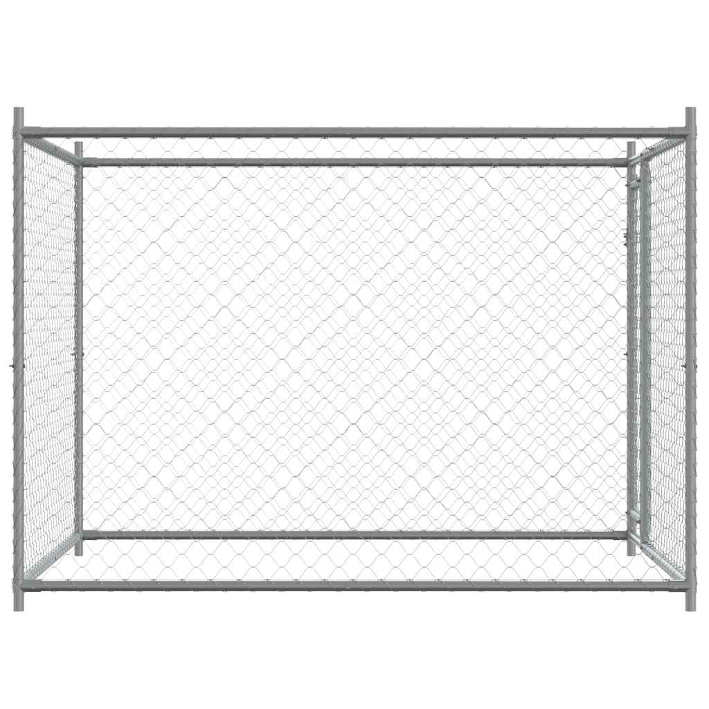 Suņu Būris Ar Durvīm, Pelēks, 2X2X1,5 M, Cinkots Tērauds