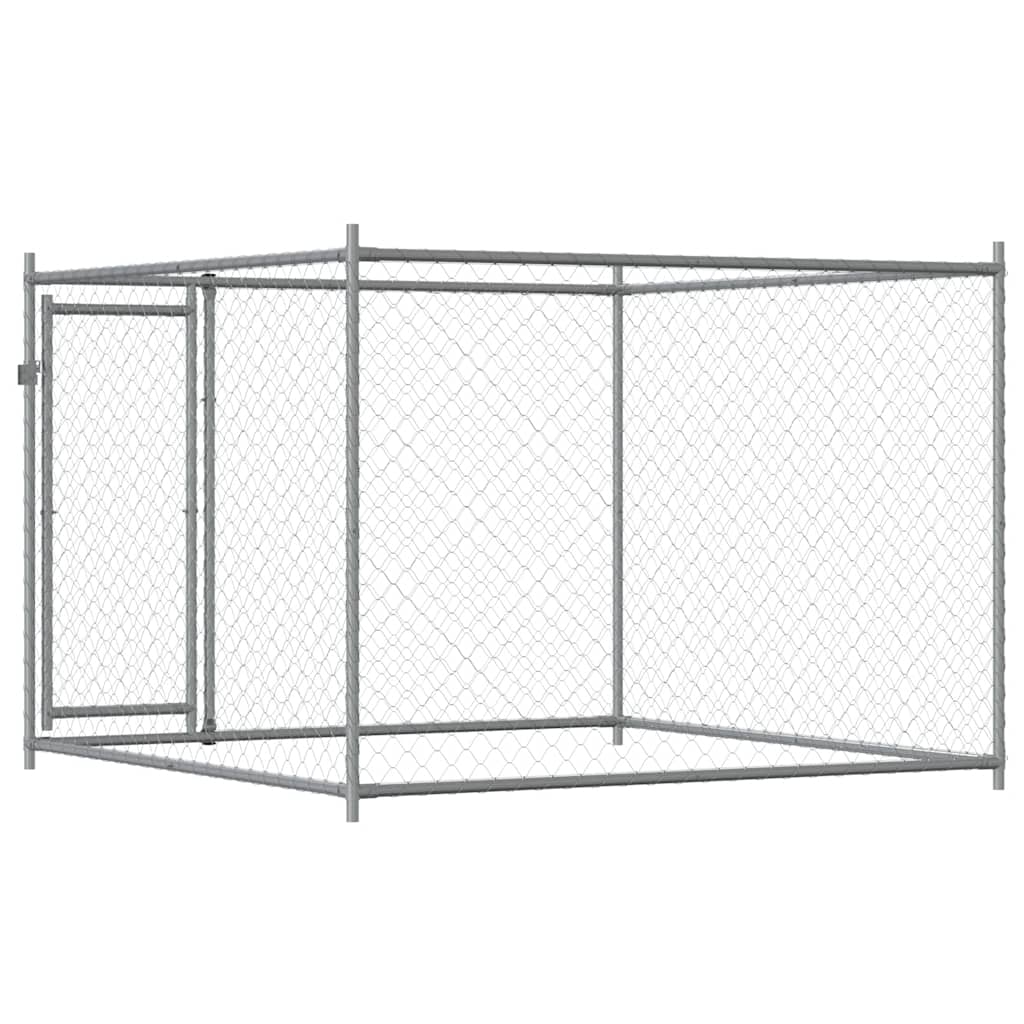 Suņu Būris Ar Durvīm, Pelēks, 2X2X1,5 M, Cinkots Tērauds