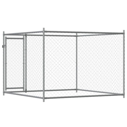 Suņu Būris Ar Durvīm, Pelēks, 2X2X1,5 M, Cinkots Tērauds
