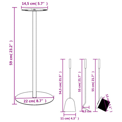 4 Daļu Kamīna Instrumentu Komplekts, 22X59 Cm, Tērauds