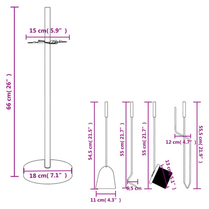 5 Daļu Kamīna Instrumentu Komplekts, 18X66 Cm, Tērauds