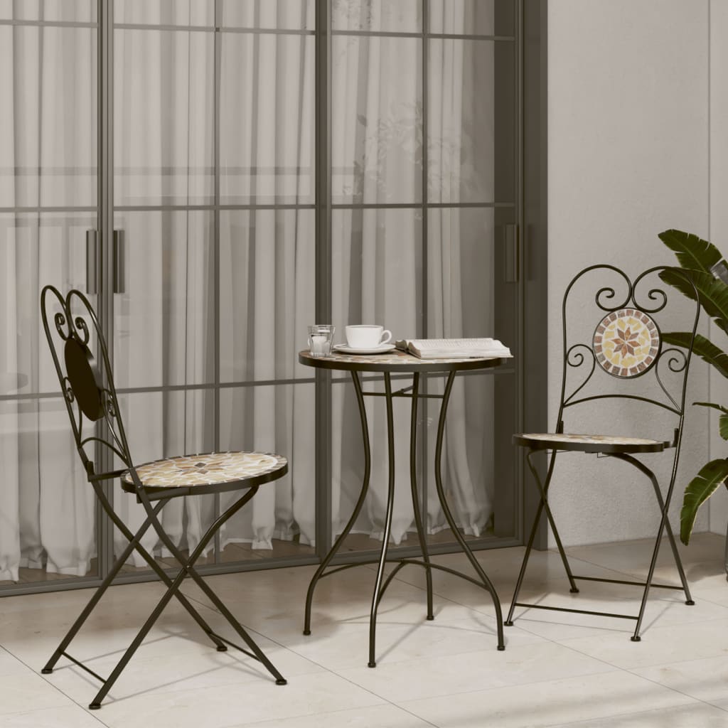 Mozaīkas Bistro Galds, Ø50X70Cm, Sarkanbrūns Ar Baltu, Keramika