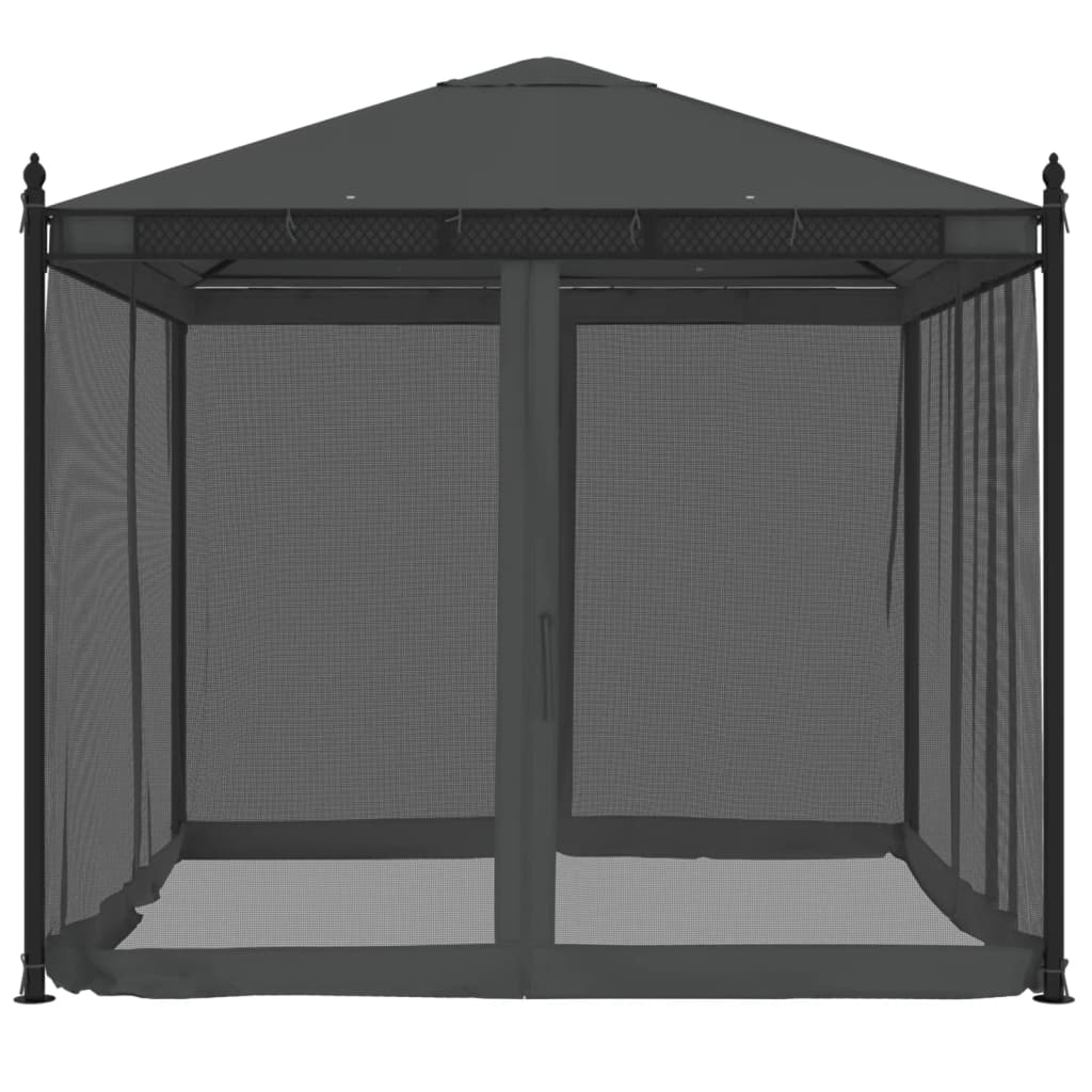 Dārza Nojume Ar Tīkla Sienām, 2,93X2,93 M, Tērauds, Pelēka