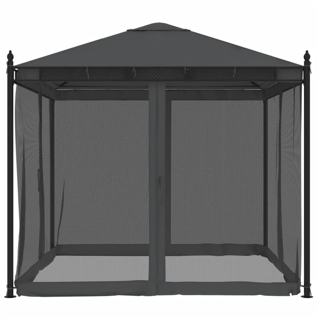 Dārza Nojume Ar Tīkla Sienām, 2,93X2,93 M, Tērauds, Pelēka