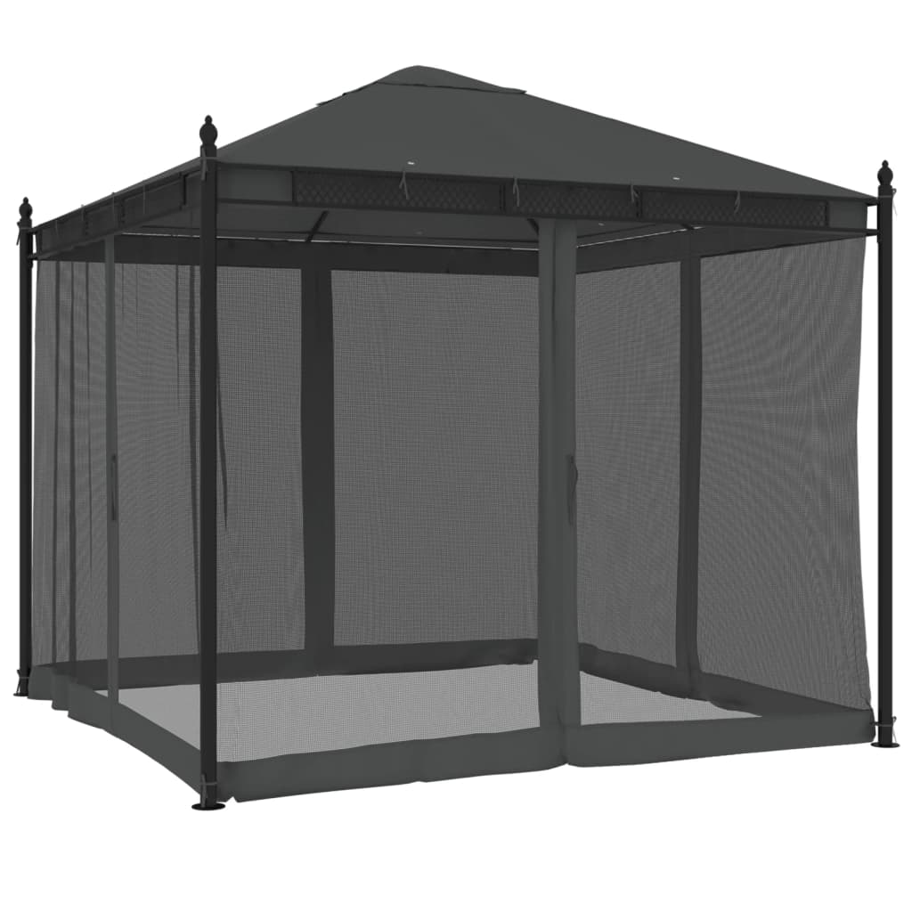 Dārza Nojume Ar Tīkla Sienām, 2,93X2,93 M, Tērauds, Pelēka