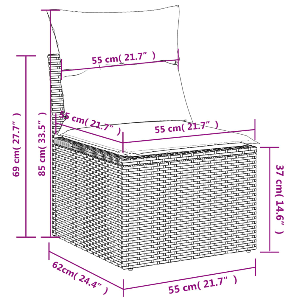 10-Daļīgs Dārza Dīvāna Komplekts Ar Matračiem, Pelēks Pe Pinums
