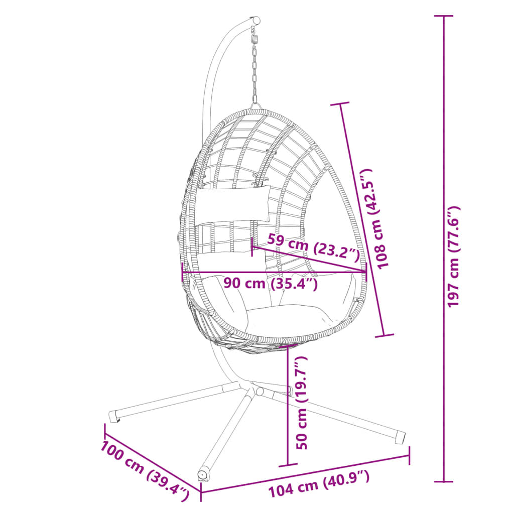Iekarams Krēsls Ar Statīvu, Pelēkbrūns, Olas Forma, Pe Pinums