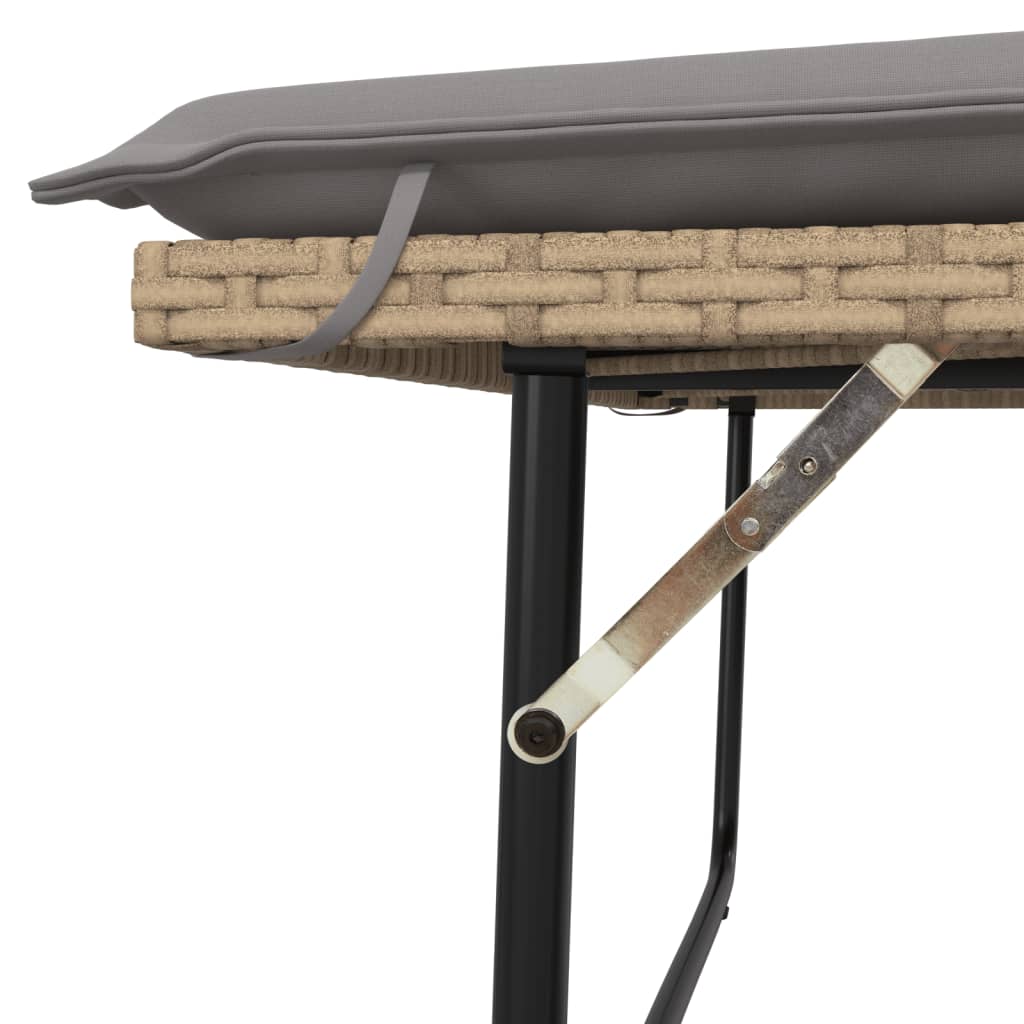 Dārza Sols Ar Matračiem Un Kājsoliņu, Bēša Pe Rotangpalma