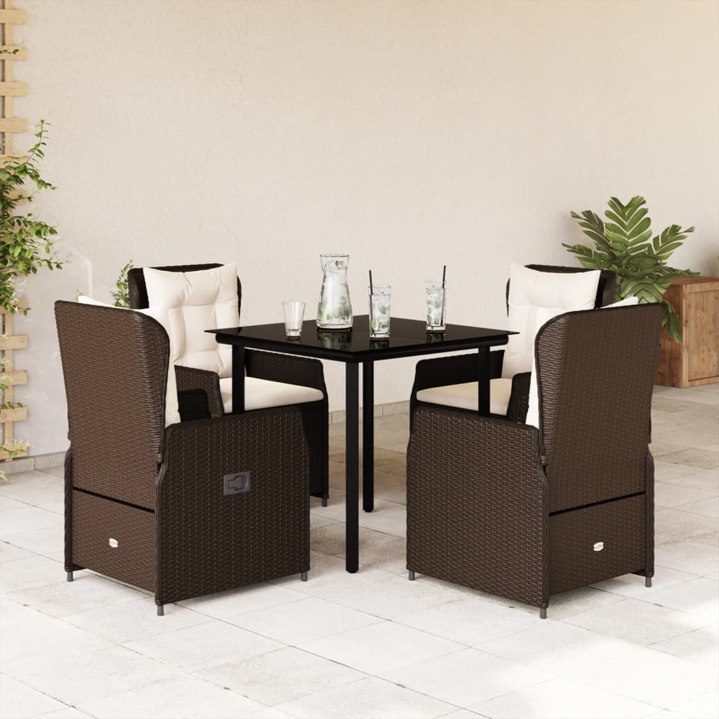5-Daļīgs Dārza Mēbeļu Komplekts, Matrači, Bēša Pe Rotangpalma
