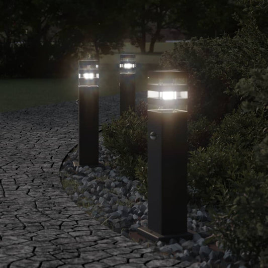 Āra Grīdas Lampa Ar Sensora, Melns, , Alumīnijs 50 Cm
