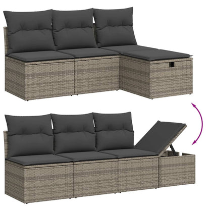 8-Daļīgs Dārza Dīvāna Komplekts Ar Matračiem, Pelēks Pe Pinums
