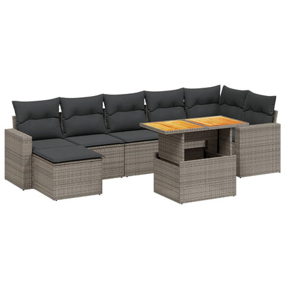 8-Daļīgs Dārza Dīvāna Komplekts Ar Matračiem, Pelēks Pe Pinums