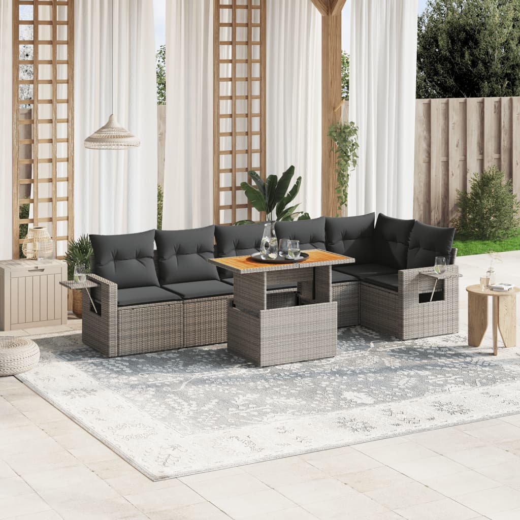 7-Daļīgs Dārza Dīvāna Komplekts Ar Matračiem, Pe