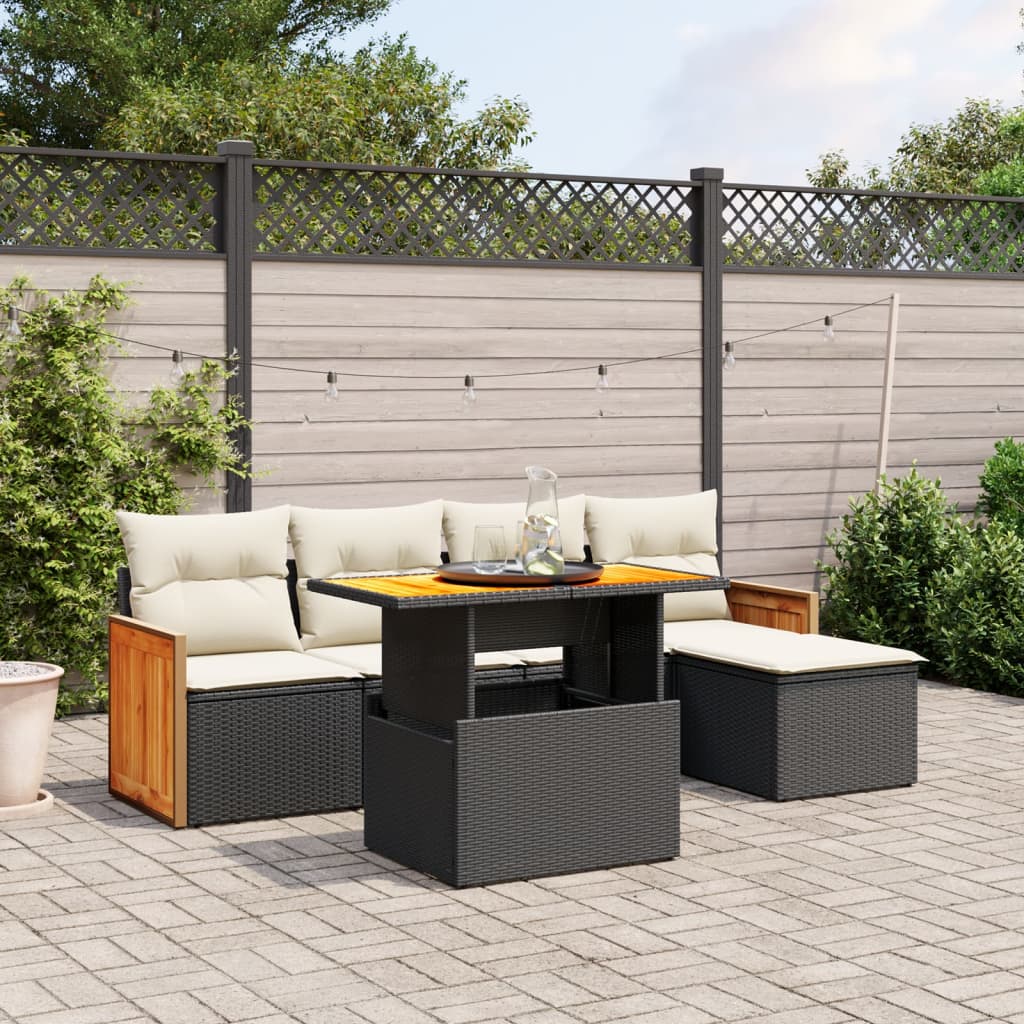 6-Daļīgs Dārza Dīvāna Komplekts, Matrači, Bēša Pe Rotangpalma