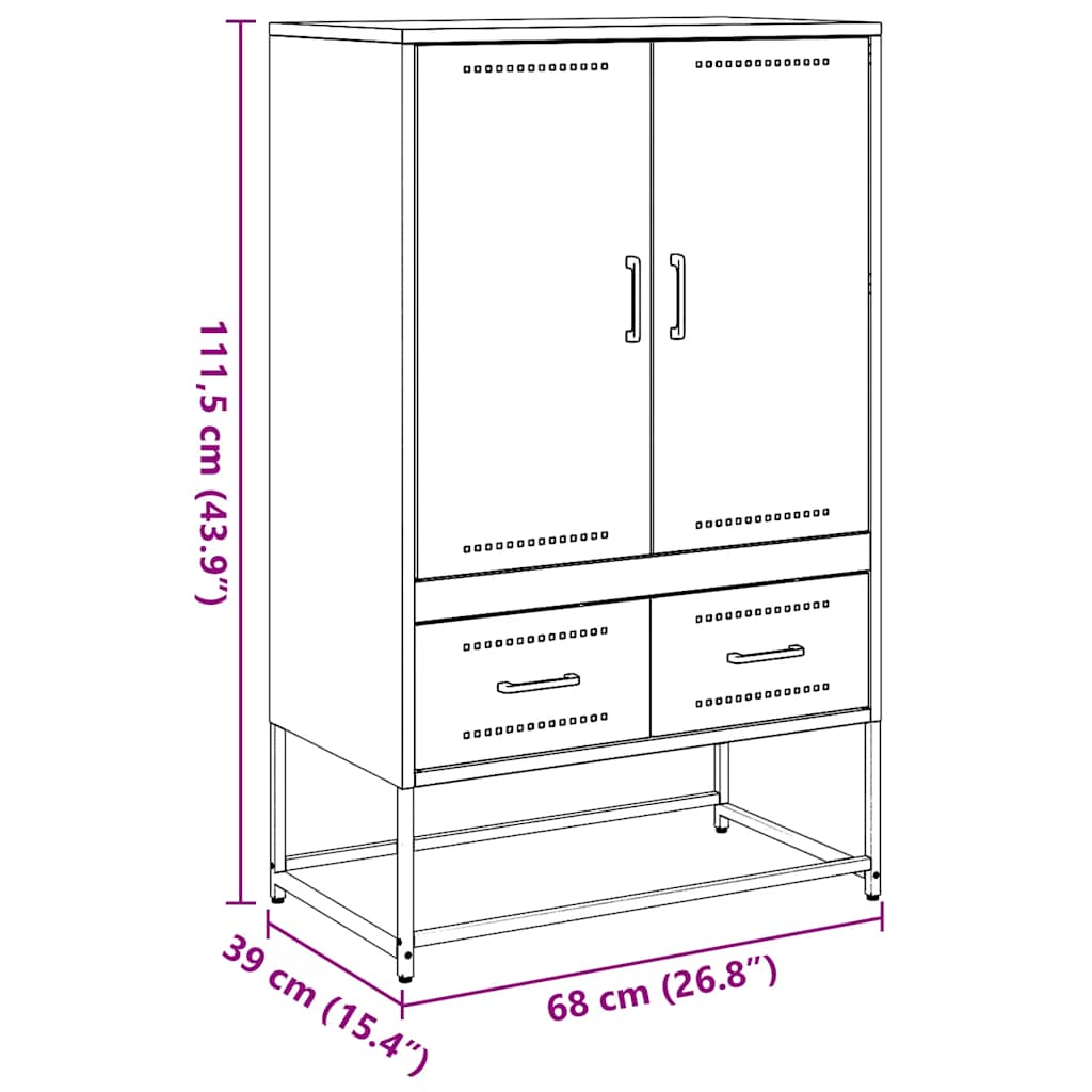 Augstais Skapītis Pelēks 68X39X111,5 Cm, Tērauds