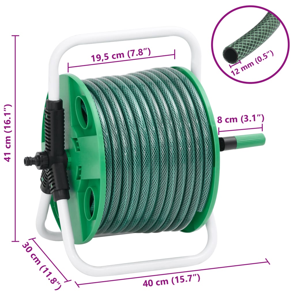 Brīvi Stāvoša Šļūtenes Spole Ar 30 M Pvc Šļūteni, Zaļa