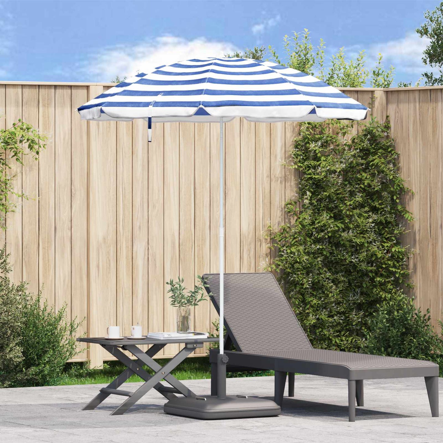 Dārza Parasols 170T Poliesters Zila Un Balta