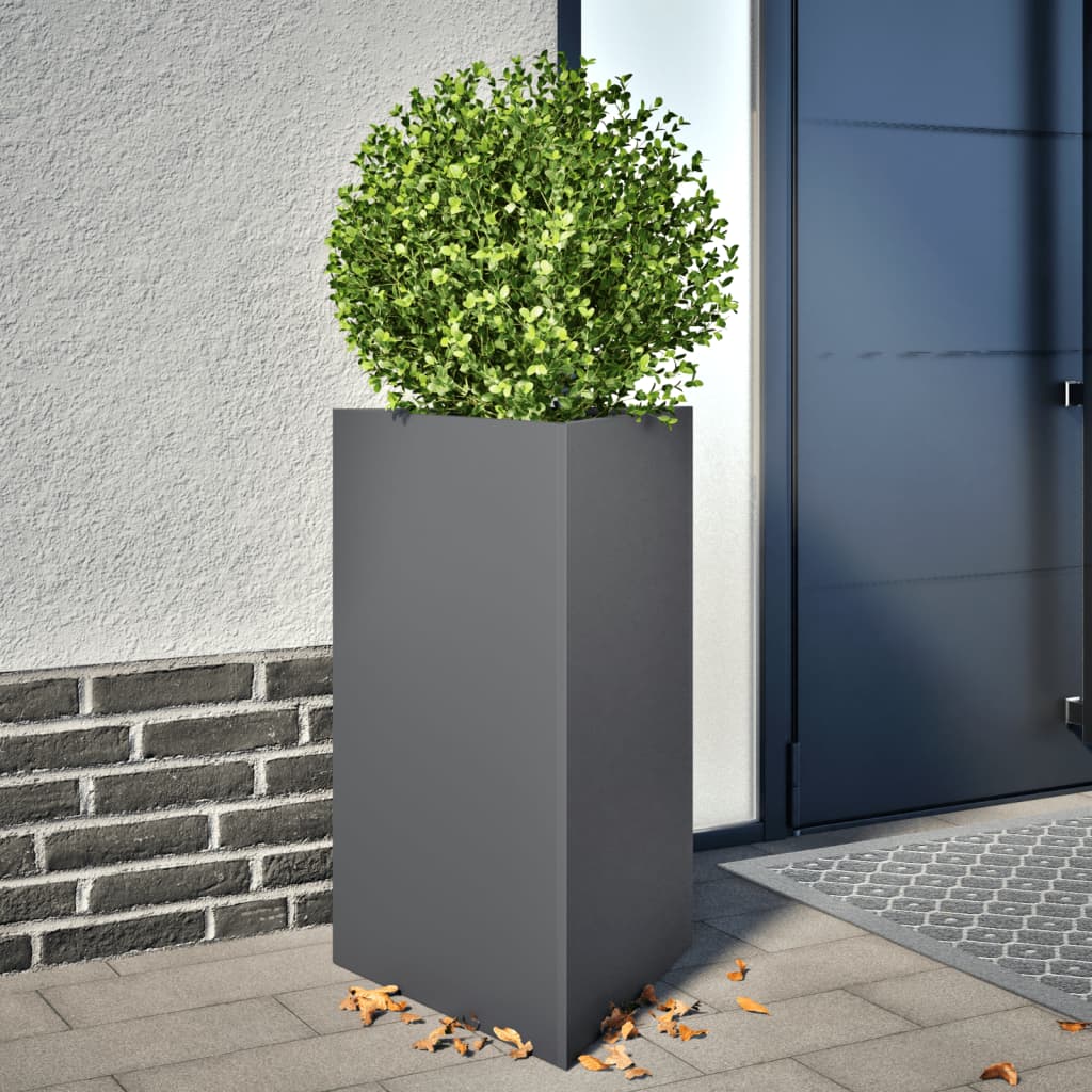 Dārza Puķu Kastes, 2 Gab., Olīvu Zaļa, 40X34,5X75 Cm, Tērauds