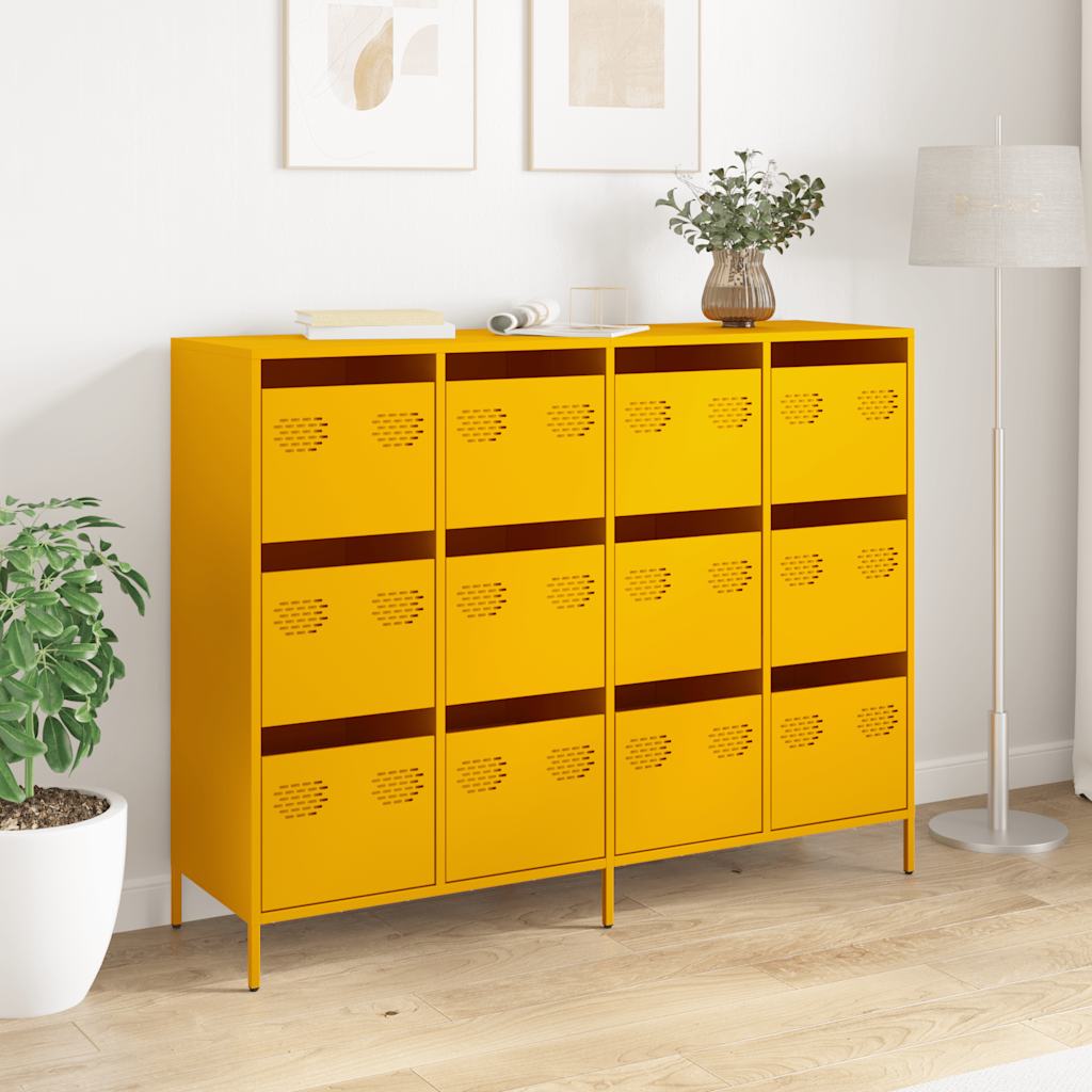 Kumode Sinepju Dzeltena 135X39X103,5 Cm Auksti Velmēts Tērauds