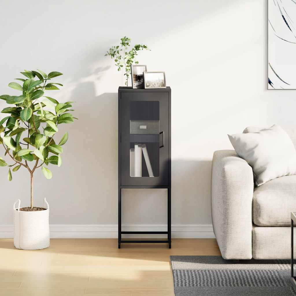 Bufete Melns 36X39X107 Cm Auksti Velmēts Tērauds