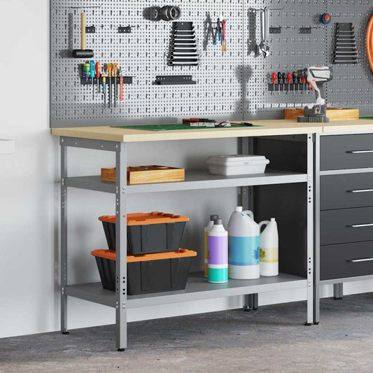 Darba Galds Ar Plauktu Pelēks Un Bēšs 100 X 55 X 85 Cm Tērauds
