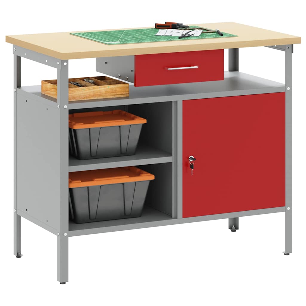 Darbagalds Ar Atvilktni Sarkans Un Pelēks 100 X 55 X 85 Cm