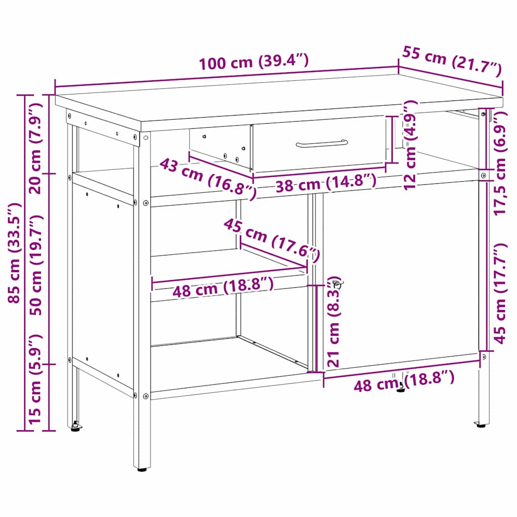 Darbagalds Ar Atvilktni Sarkans Un Pelēks 100 X 55 X 85 Cm