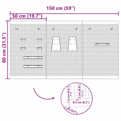 Rīku Sienas Panelis 3 Gab. Pelēka 150 X 1 X