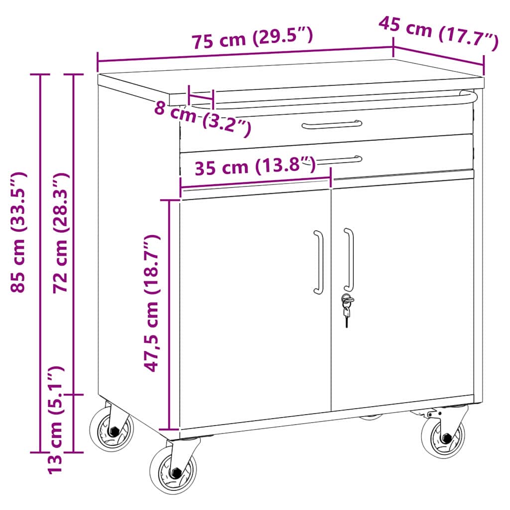 Riteņu Darbnīcas Rati Sarkans Un Pelēks 75 X 45 X 85 Cm